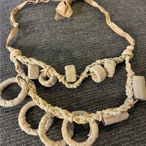 Beige Braided Pearl Accent Statement Necklace